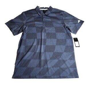 New Adidas Golf men's $65 WAVY MESH Polo Shirt Size Large Dusty Blue PL Ink BLK